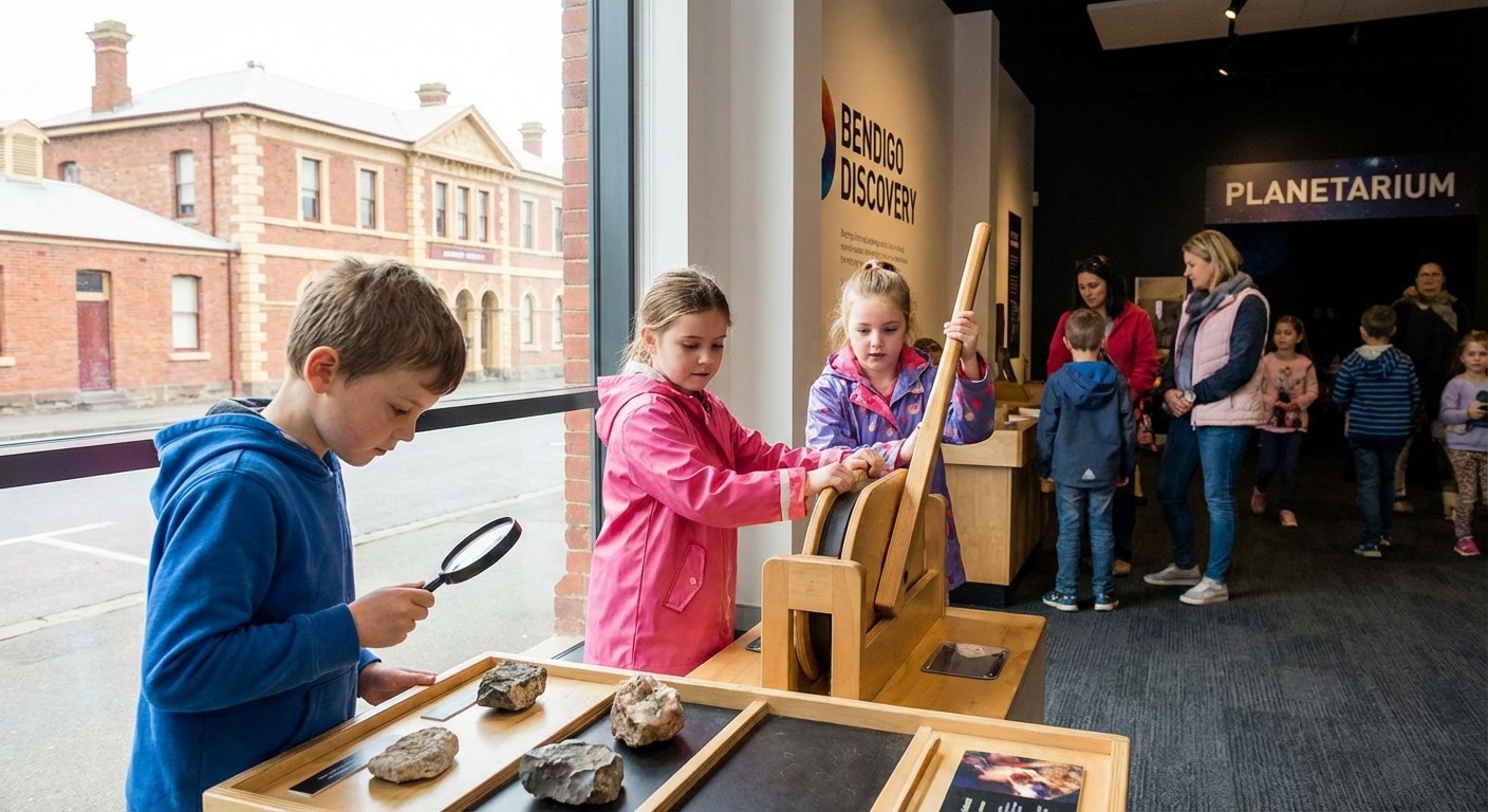 Children exploring hands-on exhibits at the Discovery Science and Technology Centre in Bendigo