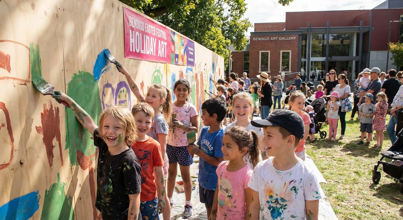 Kids enjoying a school holiday activity in Bendigo