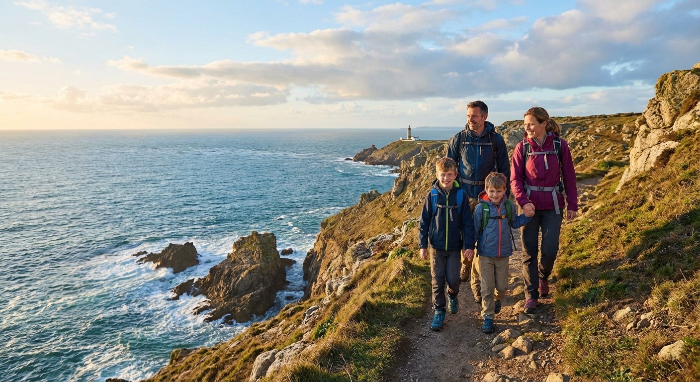 Family walking along a coastal trail with ocean views on the Mornington Peninsula
