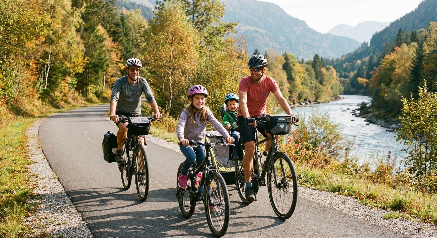 Family cycling along a shared path in the Craigieburn area