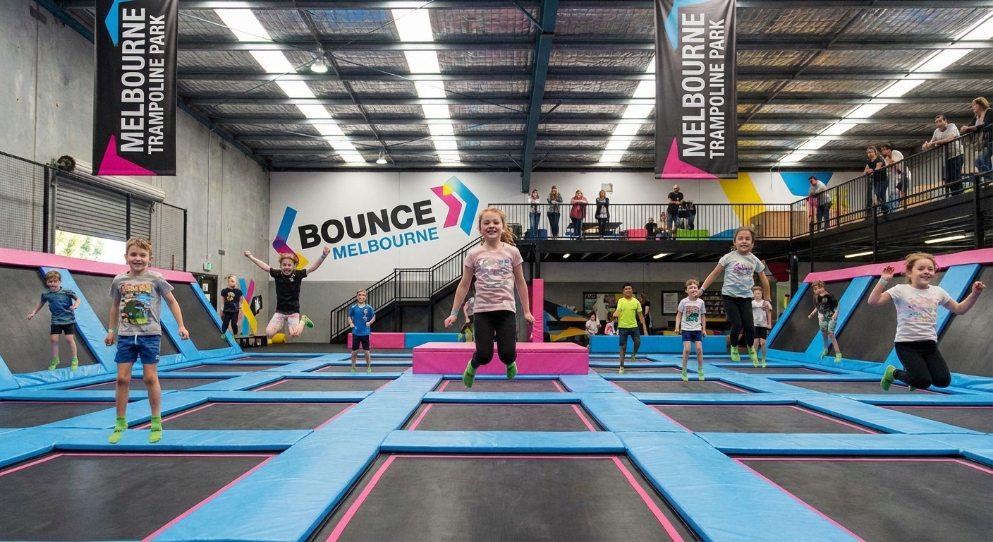 Children bouncing and playing at a popular Melbourne trampoline park